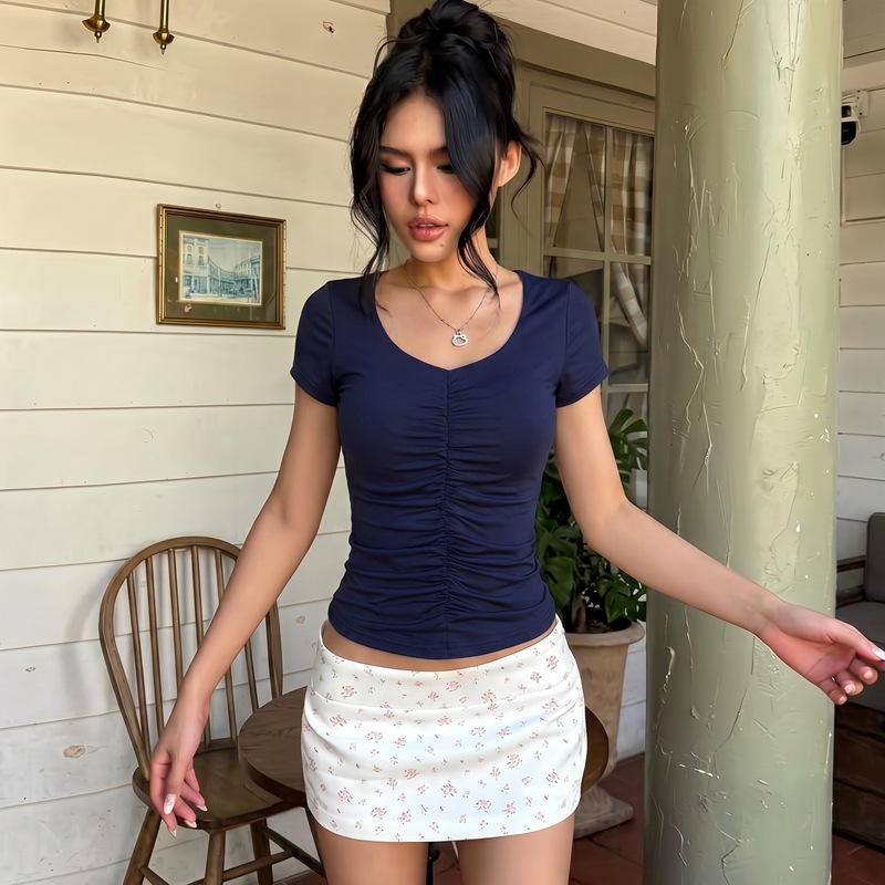 Summer T-shirt Women's Top 2026 Summer Fashion Slim-fit Spice Girls Skinny Sexy T-Shirt_ecoleips.com