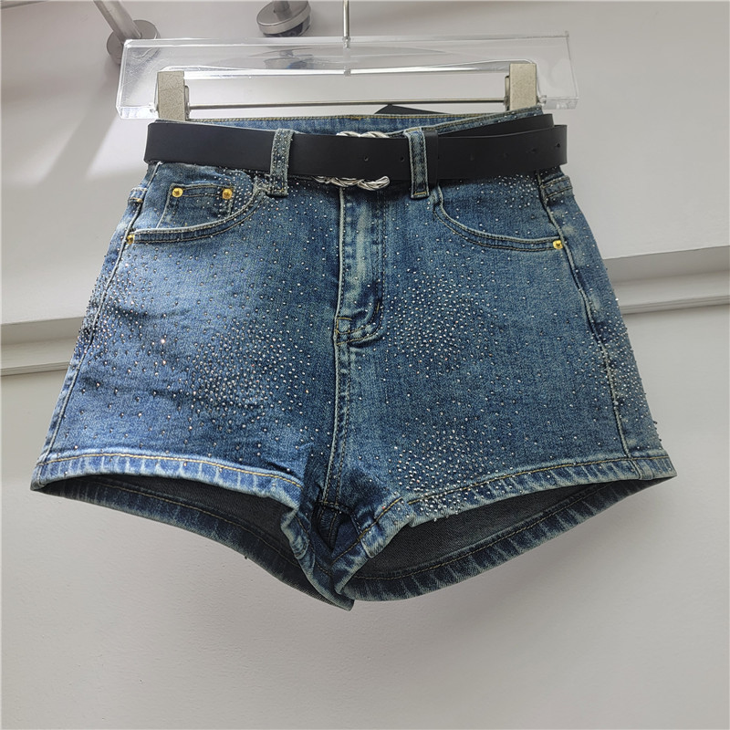 Pantalones Cortos de Mezclilla con Pedrería Brillante para Mujer