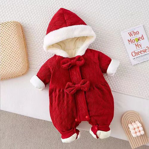 Infant Winter Outfit Thick Chinese Style One-piece Cotton Padded Warm Outing Birthday Fashion Girl Baby Hairy Coat