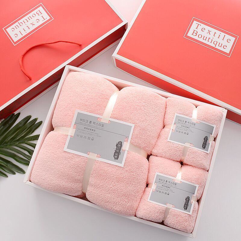 Bath towel towel set gift box three-piece set wedding gift coral fleece soft thick letter towel wholesale Bath towel towel set gift box three-piece set wedding gift coral fleece soft thick letter towel wholesale