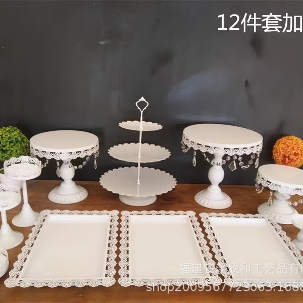 Estante de pastel europeo de hierro forjado conjunto de decoración de boda postres tienda de bocadillos estante de baile prop bandeja de pastel image 17