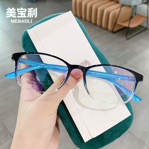 12076 new myopia square frame eye frame TR90 fashionable glasses frame Xiaohongshu same style flat glasses with prescription