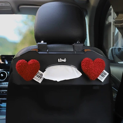 box, front and rear seat – Car cup holder/beverage holder - red-heart-shaped-chair-back-storage-box-new-model-black