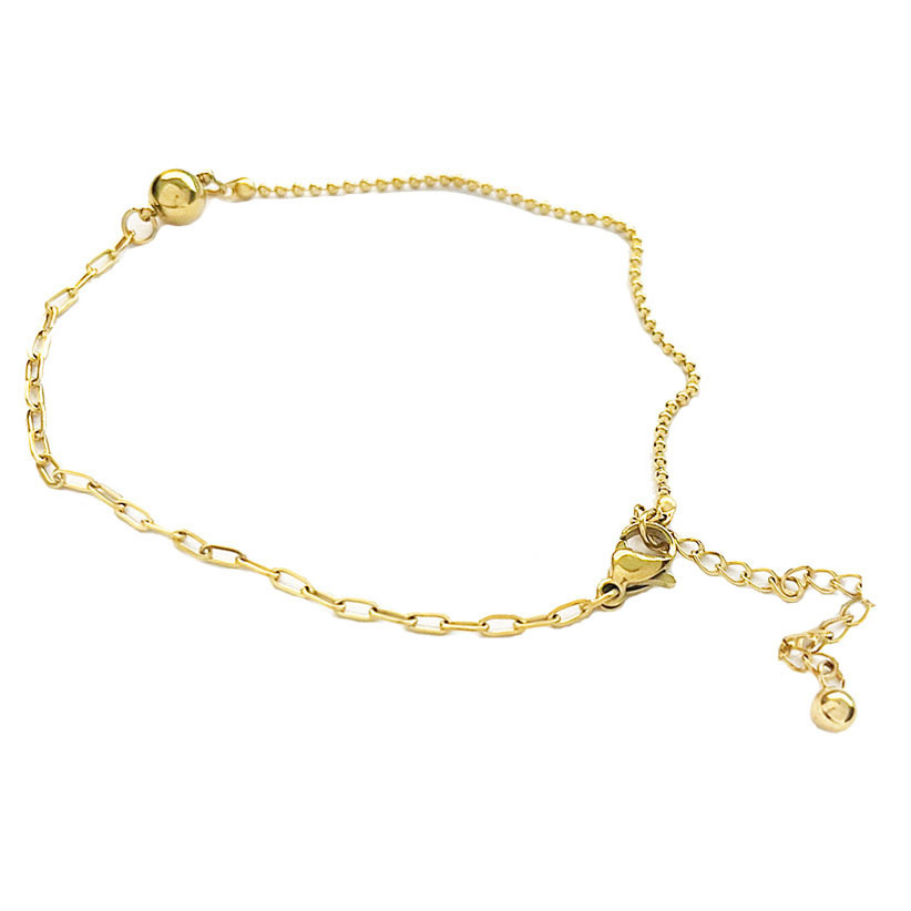 Moda nueva pequeña cadena de empalme de perlas de oro 18K oro titanio acero tobillas de diseño ligero de lujo para mujeres no se desvanecen