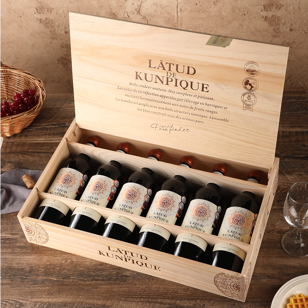 法国进口红酒木箱6只装实木酒盒红酒招商代理
