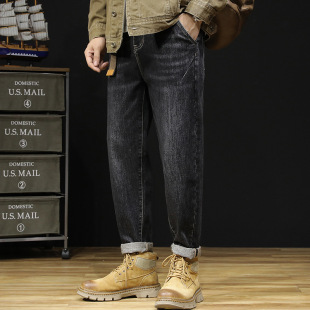 6331 | Plus size men's autumn and winter New Big Cow style retro jeans men's loose stretch skinny Denim trousers