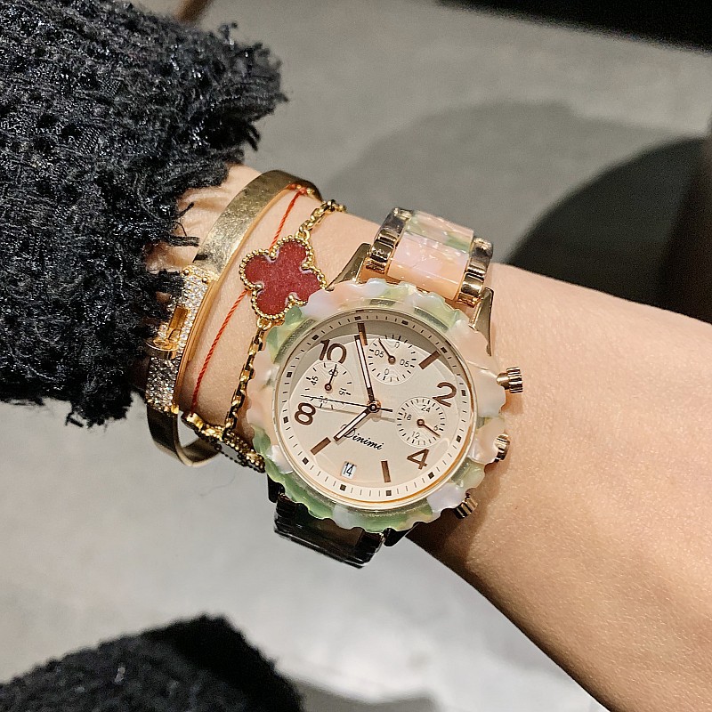 Timiny Modello in marmo colorato Cinturino per orologio alla moda Moda Internet Celebrity Digital Face Band Calendario Cinturino in acciaio Orologio da donna_voghion.com