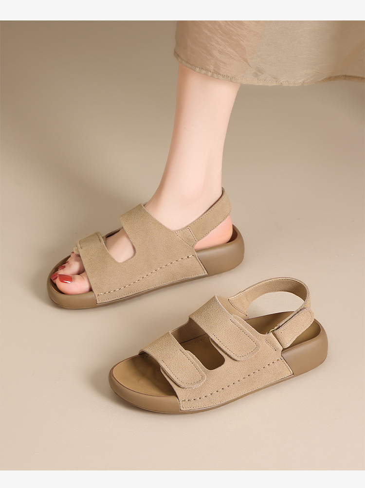 Dép Birkenstock nữ đế bằng quai chữ V dán Velcro, dép thời trang mùa hè đi biển — IL02 màu vàng chi tiết 14