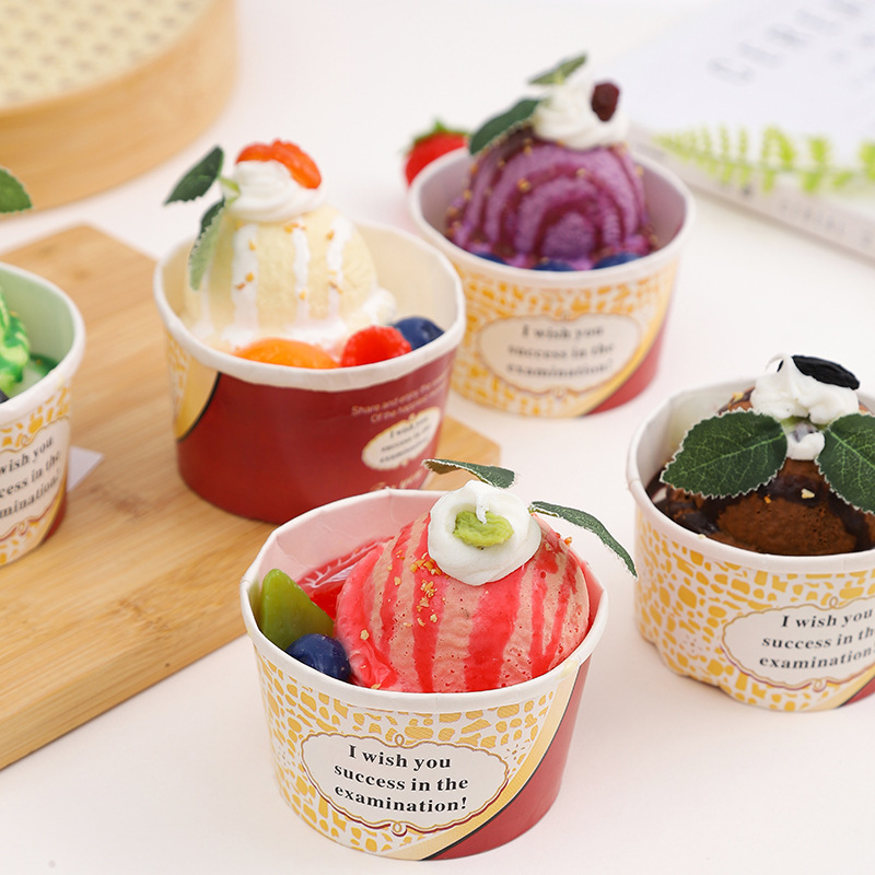 PU仿真冰淇淋球纸杯雪糕水果奶油冰激凌甜品哈根达斯模型道具|undefined