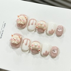 巴黎小豬 | 純手工光療穿戴甲冰花穿戴批發成品重複使用美甲貼片
