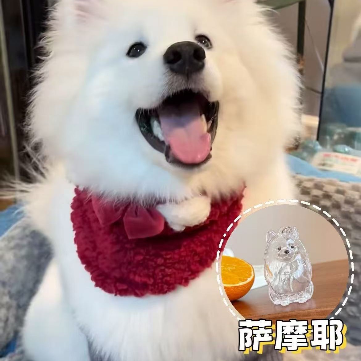 Perlo de mascota conmemorativo llavero colgante lindo perro colección de pelo transparente de perro grande forma de llave creativa