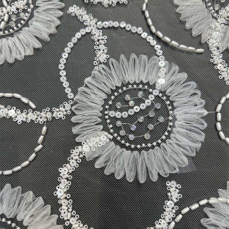 Tejido de bordado de verano círculo con tela bordada vestido de boda moda vestido de escenario vestido de moda tela