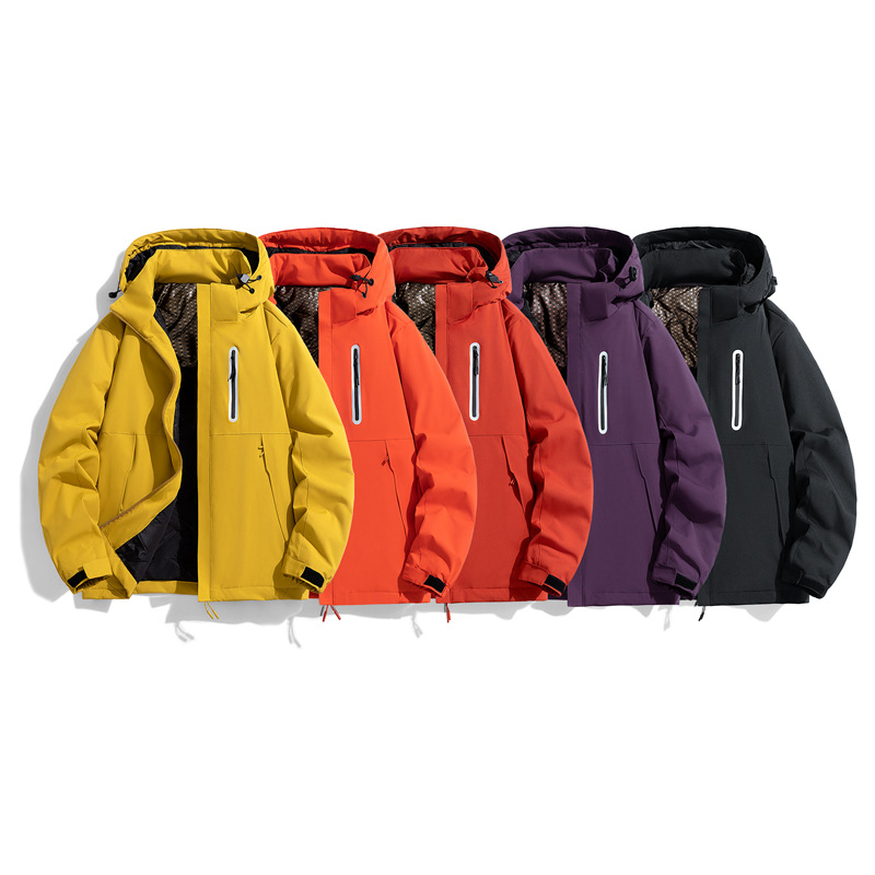 Dropshipping couple's autumn and winter graphene windproof cotton jacket with detachable hood, outdoor waterproof mountaineering workwear jacket wholesale