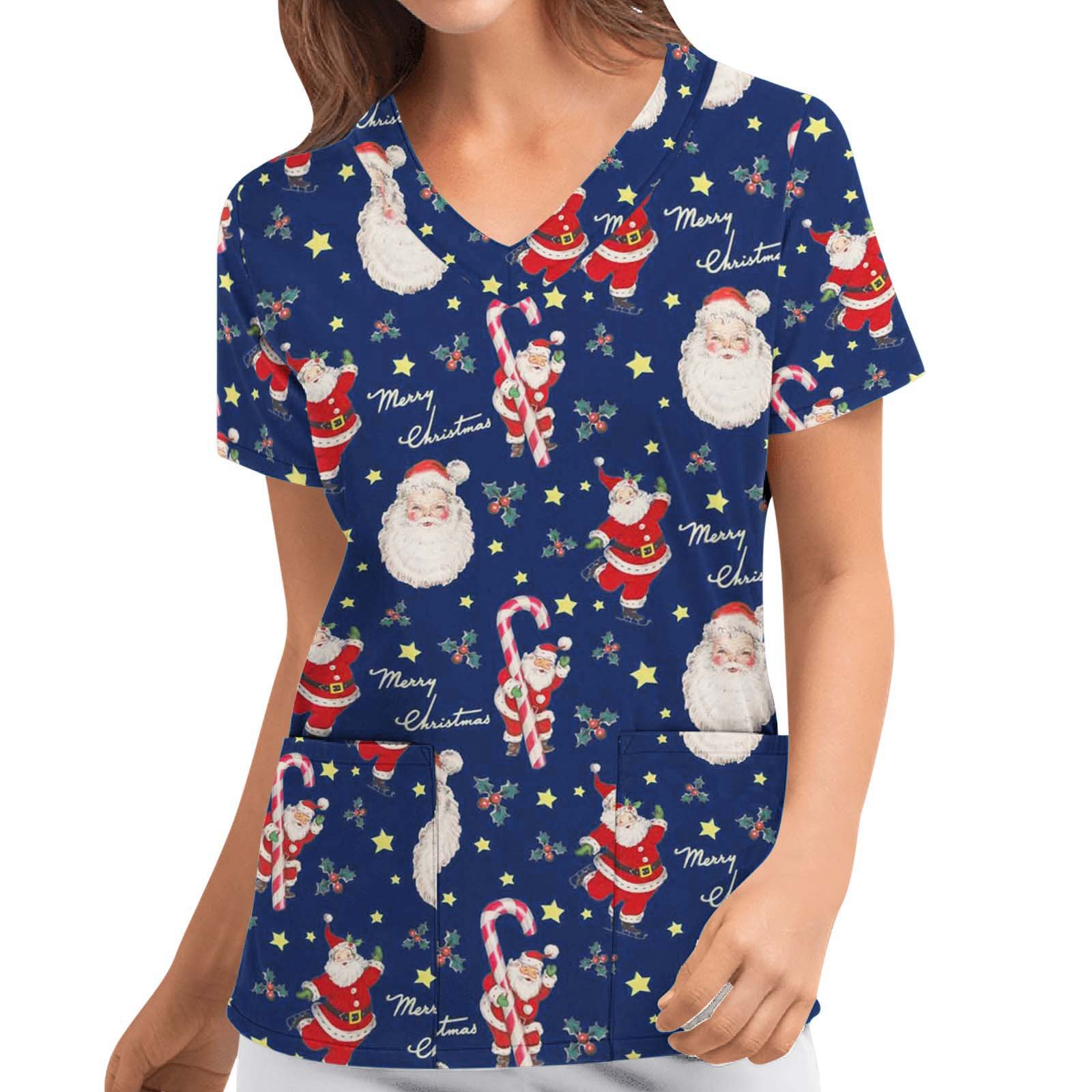 V Neck Neckline Slim Fit Type Wholesale Women'S Christmas Printing Short Sleeve Printing T-Shirts