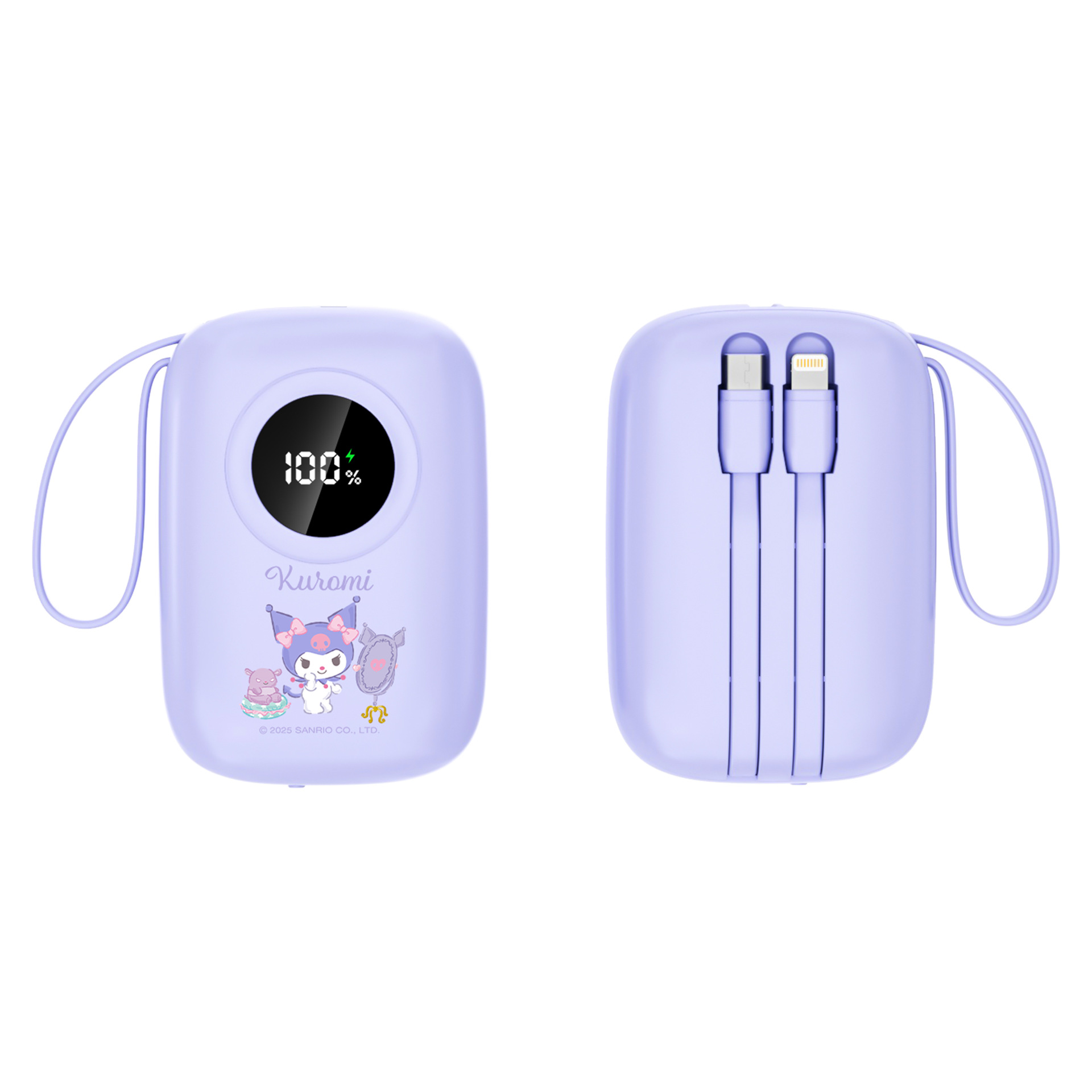 산리오 22.5W 고속충전 보조배터리 10000mAh 휴대용 충전기 LED 잔량표시 쿠로미