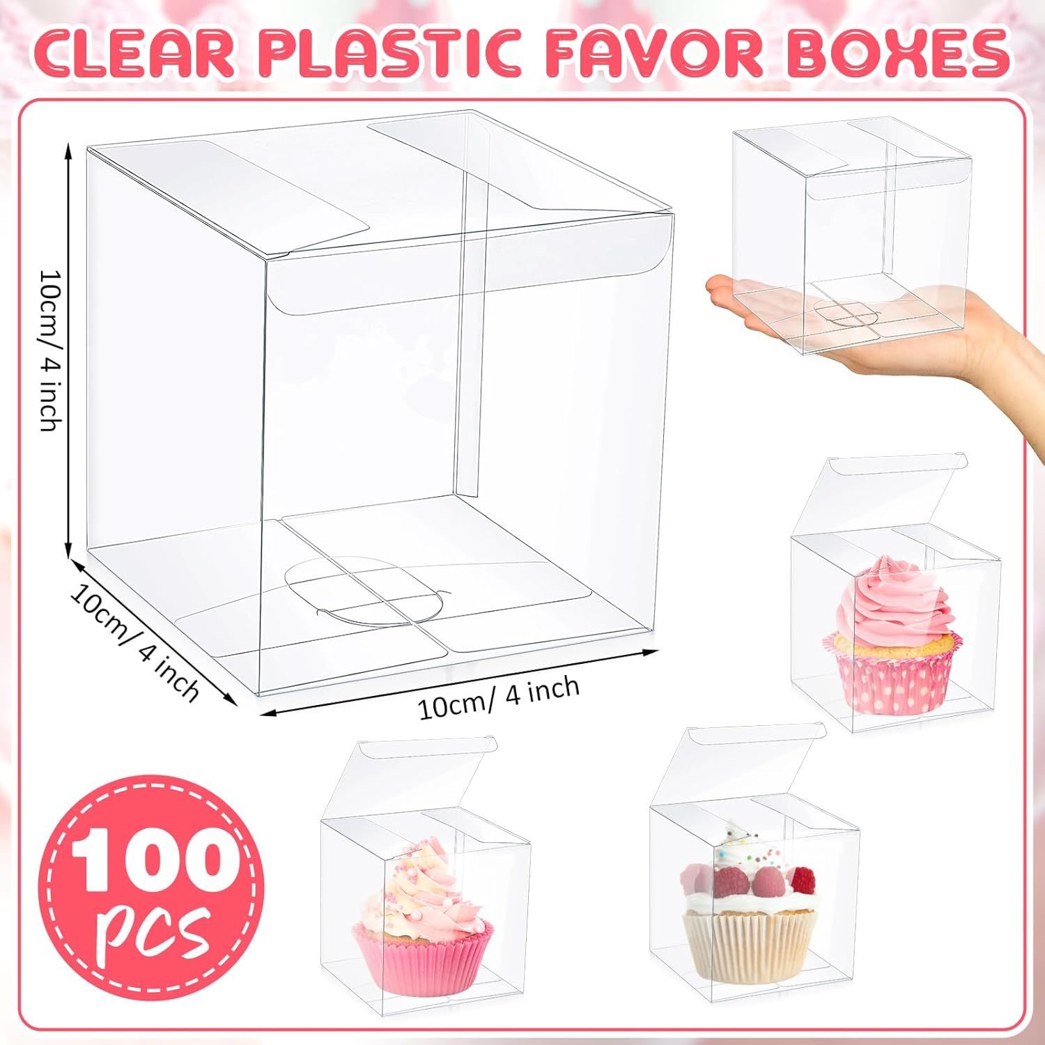 Gran cantidad en stock de plástico para mascotas pastel de helado embalaje transparente macaron galleta caja de helado con logotipo impreso