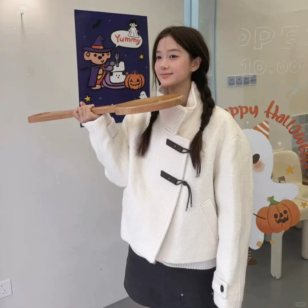 现货 2025冬季新款韩国东大门明星同款纯色立领100羊毛毛呢外套女