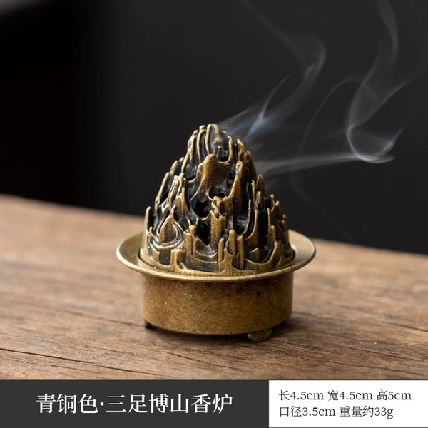 Three-legged Boshan furnace-bronze color