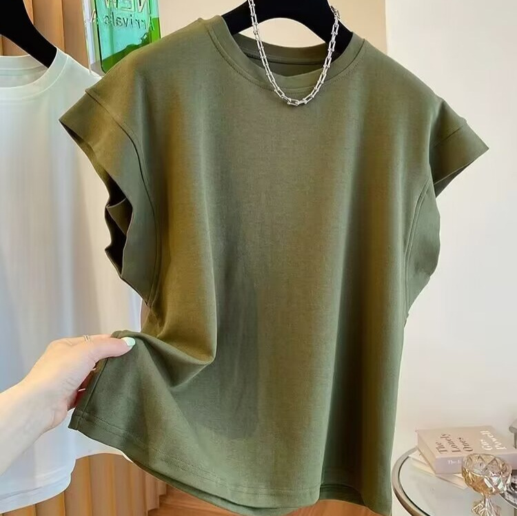 Trendy Solid Color High Quality Sleeveless T-shirt Summer Men's New Loose Casual Flying Sleeve Niche Design Sense Top Trendy Trendy Solid Color High Quality Sleeveless T-shirt Summer Men's New Loose Casual Flying Sleeve Niche Design Sense Top Trendy