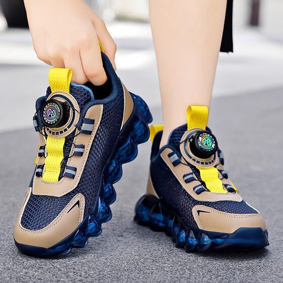 Boys Shoes Single Mesh Shoes 2025 New Children's sneaker Breathable Mesh Rotary Buckle Soft Bottom Comfortable sneaker