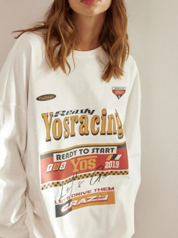 欧米風の朝と秋のファッションは個性的な街頭の100% 重いポンドの純綿の長袖のtシャツのゆったりしている底のシャツの潮に合います。|undefined