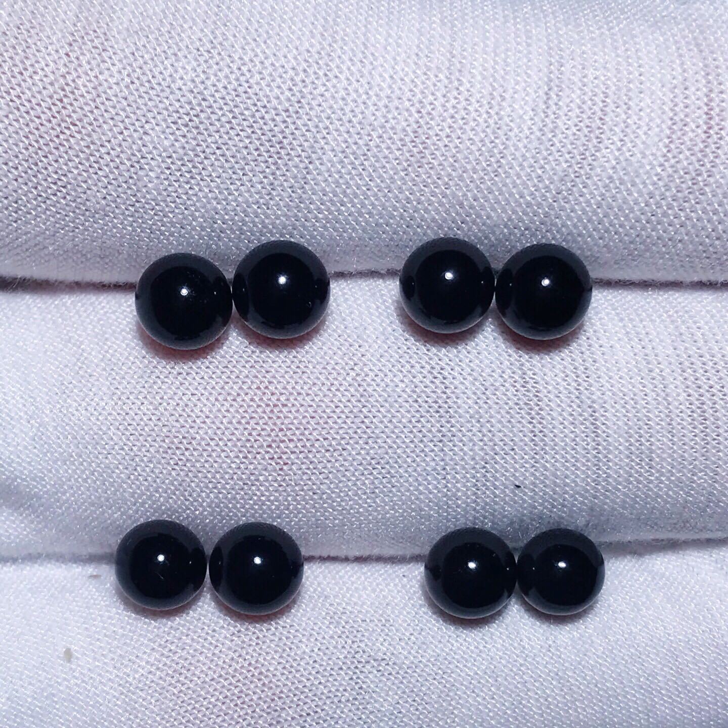 Free Shipping S925 Sterling Silver Stud Obsidian Round Beads Small Stud Black Agate Earrings Elegant Simple Retro Men