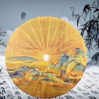 千里江山图复古定制品牌logo制作装饰伞摄影道具拍照跨境外贸批发