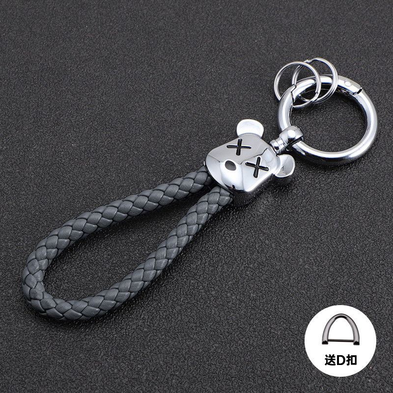 Oso violento transfronterizo llavero de coche oso de metal muñeca de alta gama llavero cuerda anti-pérdida, duradero, resistente a los arañazos