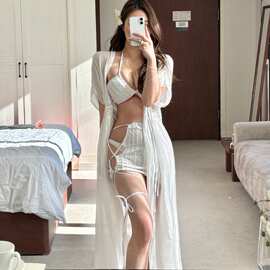 泰国性感绑带跨境三件套2026韩国温泉泳装裙式分体泳衣女