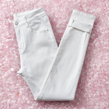 高腰牛仔裤女铅笔大码韩版蓝灰黑白色修身显瘦小脚裤学生弹力长裤