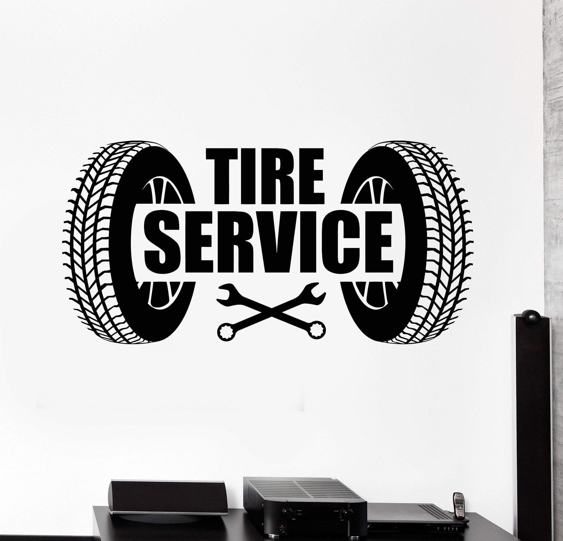 TIRE SERVICE轮胎服务扳手乙烯基贴花wall decor跨境亚马逊DW5604