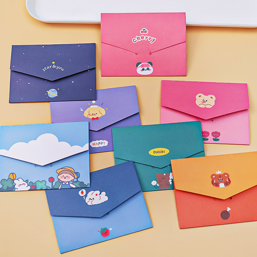 Cartoon ins envelope style greeting card, holiday blessing message, thank you postcard, cute creative small card