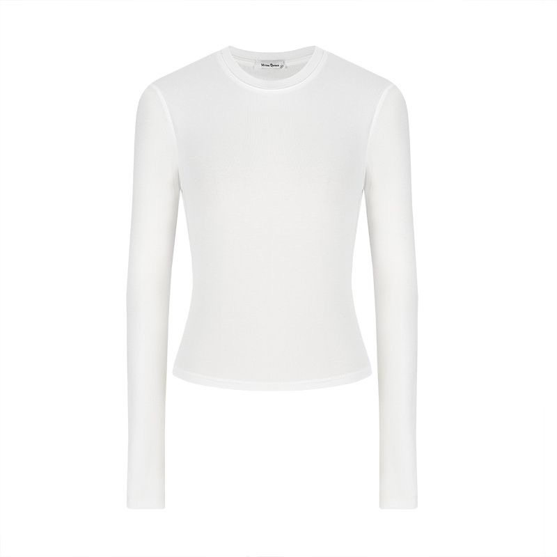 Slim-fitting Long-sleeved T-shirt For Women Solid Colour Top_voghion.com