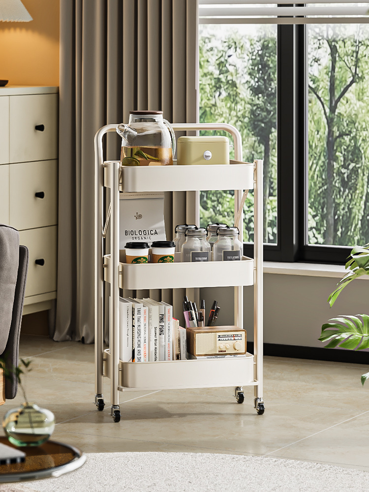 Installation-free trolley storage rack foldable bookshelf floor multi-layer bathroom bathroom kitchen storage rack