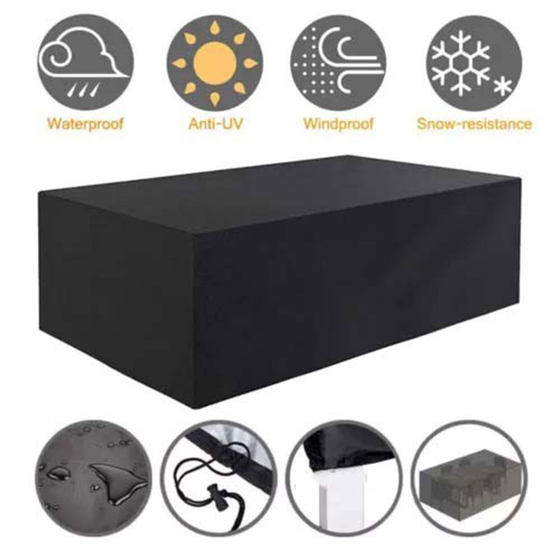 210D Oxford Cloth Black Table and Chair Cover Dustproof Moisture-proof Waterproof Windproof Outdoor Courtyard Long Table and Chair Home Cloth Cover