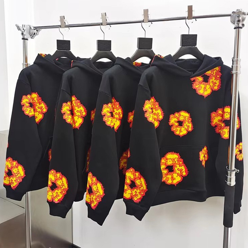 Foreign Trade Original High-Quality Denim Tears Kapok Sweatshirt Hoodie Black Trendyy Couple Hoodie