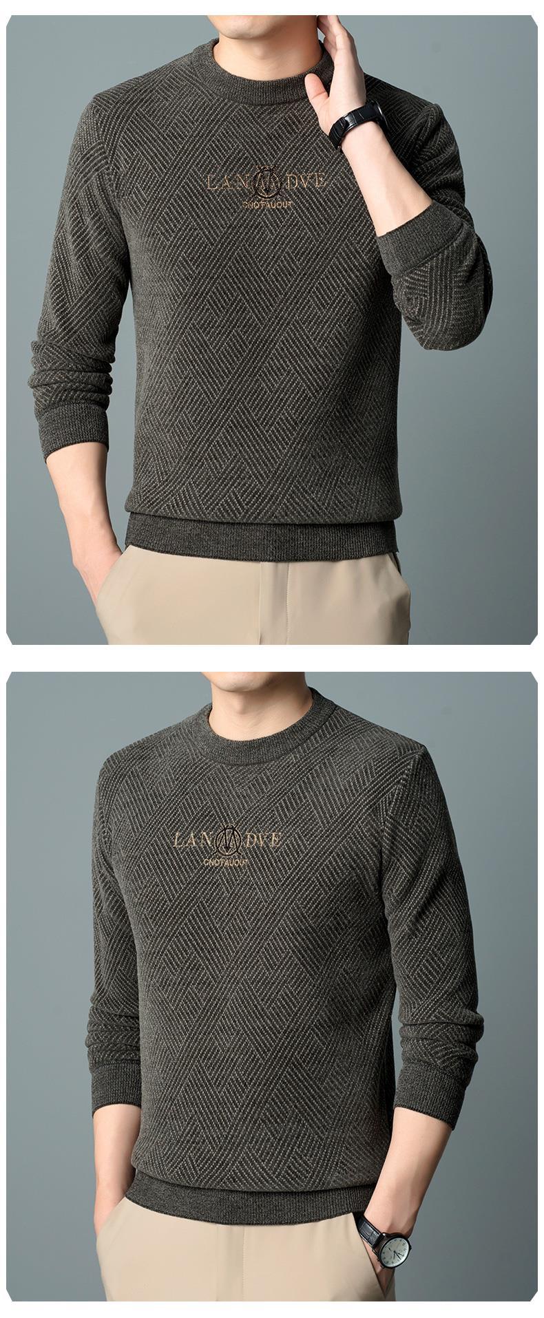 Pull homme brodée en chenille pour l'automne et l'hiver_voghion.com