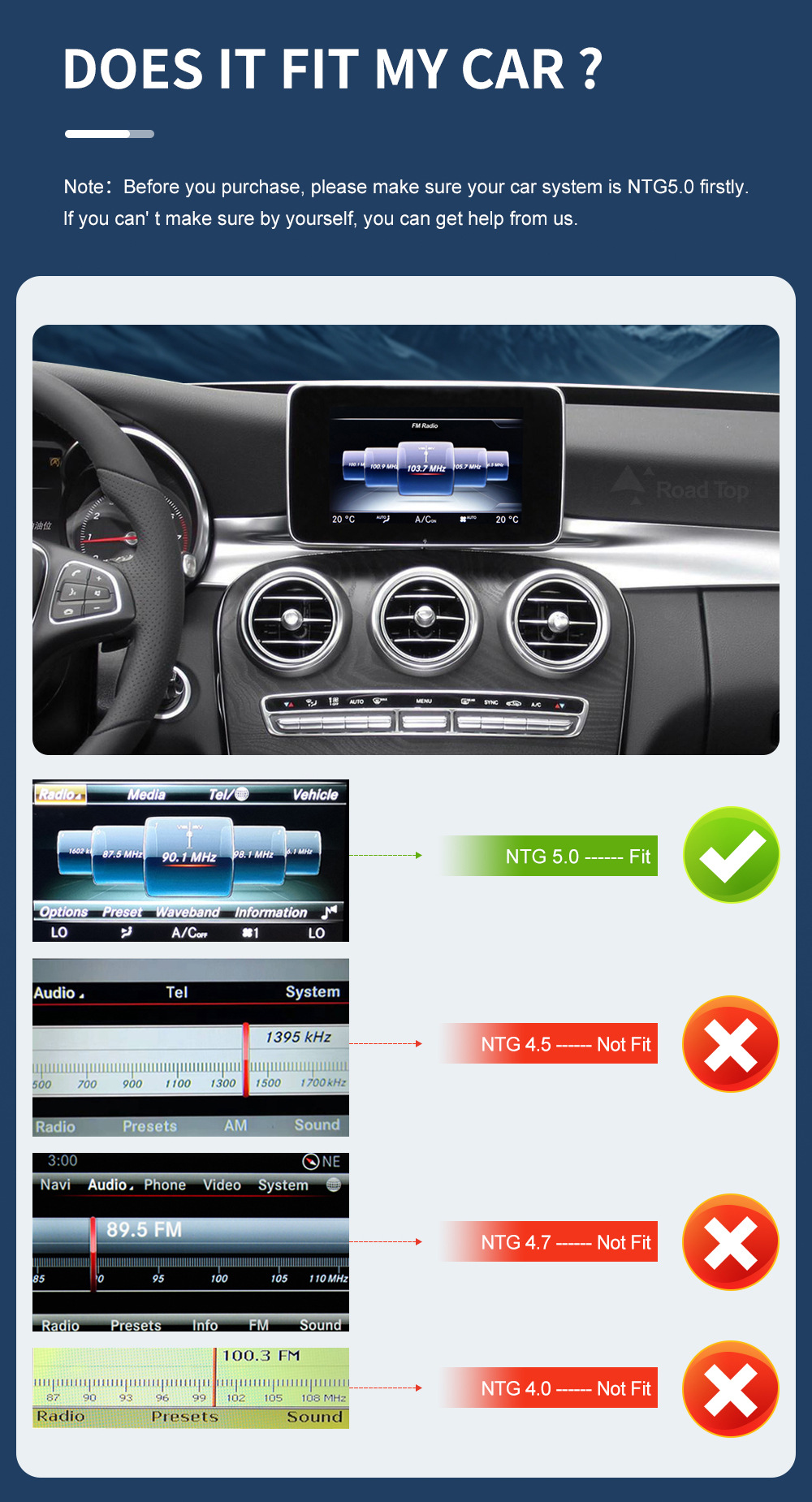 10.25 "Android 13 Car Android Screen for Mercedes-Benz C- Class W205/GLC/V-Class W447 NTG5.0