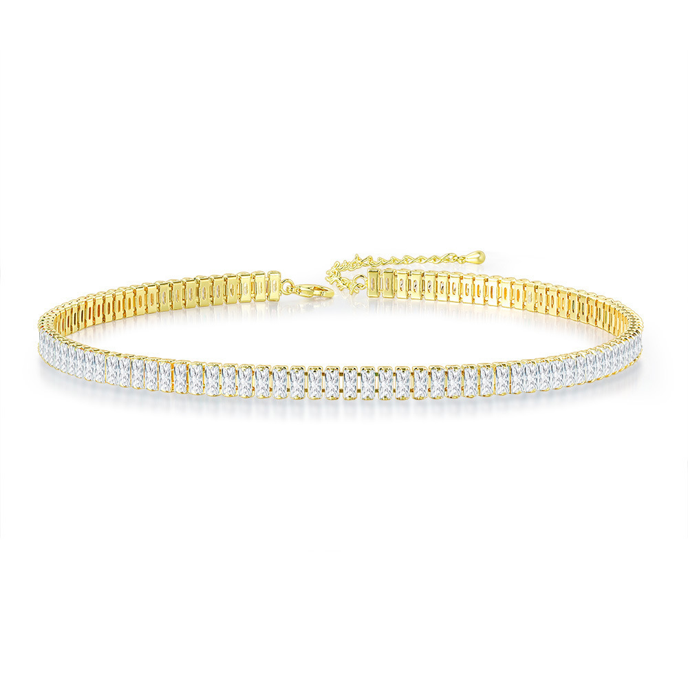 Zircon Tennis Neckchain For Men And Women, Rectangular Necklace_voghion.com