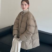彧言立领羽绒服女冬季2024新款设计感小众中长款宽松保暖羽绒外套
