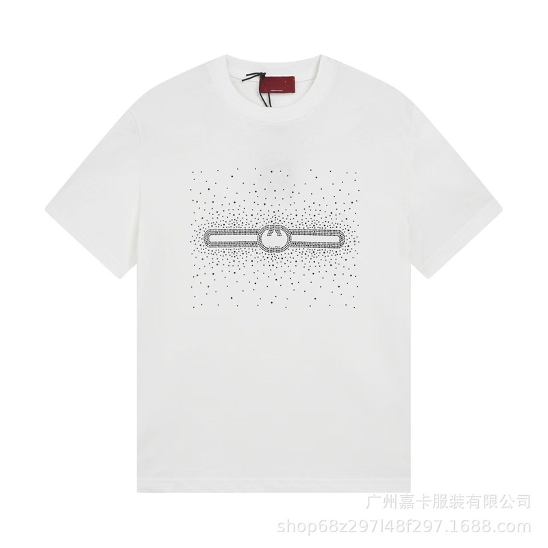 クロスボーダーハイエンドGファミリーTシャツラウンドネックフロントロゴ柄シリーズカジュアル男女同型半袖Tシャツ|undefined