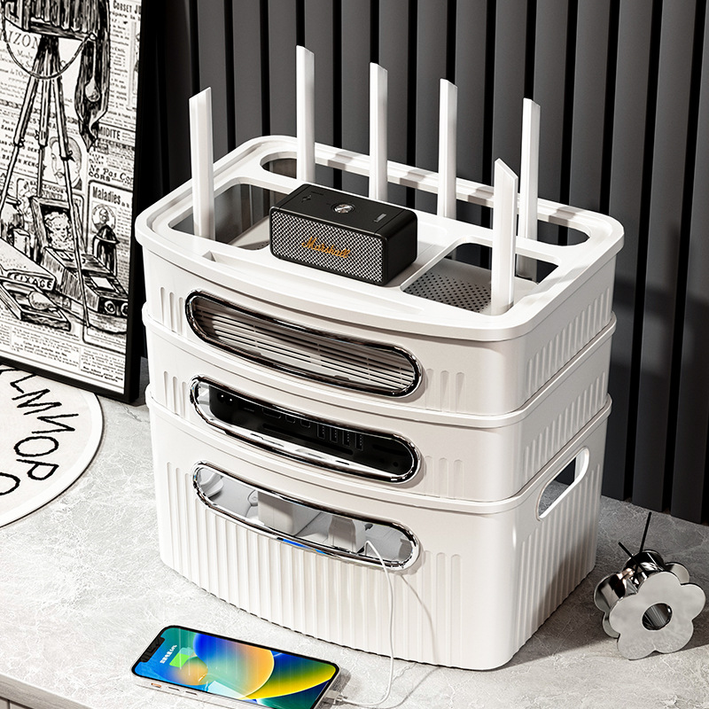 路由器收纳盒桌面电视机顶盒置物架电线无线网wifi盒子放置架光猫