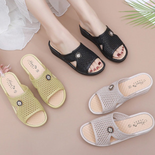 Women's breathable wedge platform slippers indoor fashion casual home sandals women's slippers