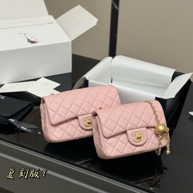香家新款小香风 菱格小金球包 cf方胖子真皮女包 斜挎 腋下链条包|undefined