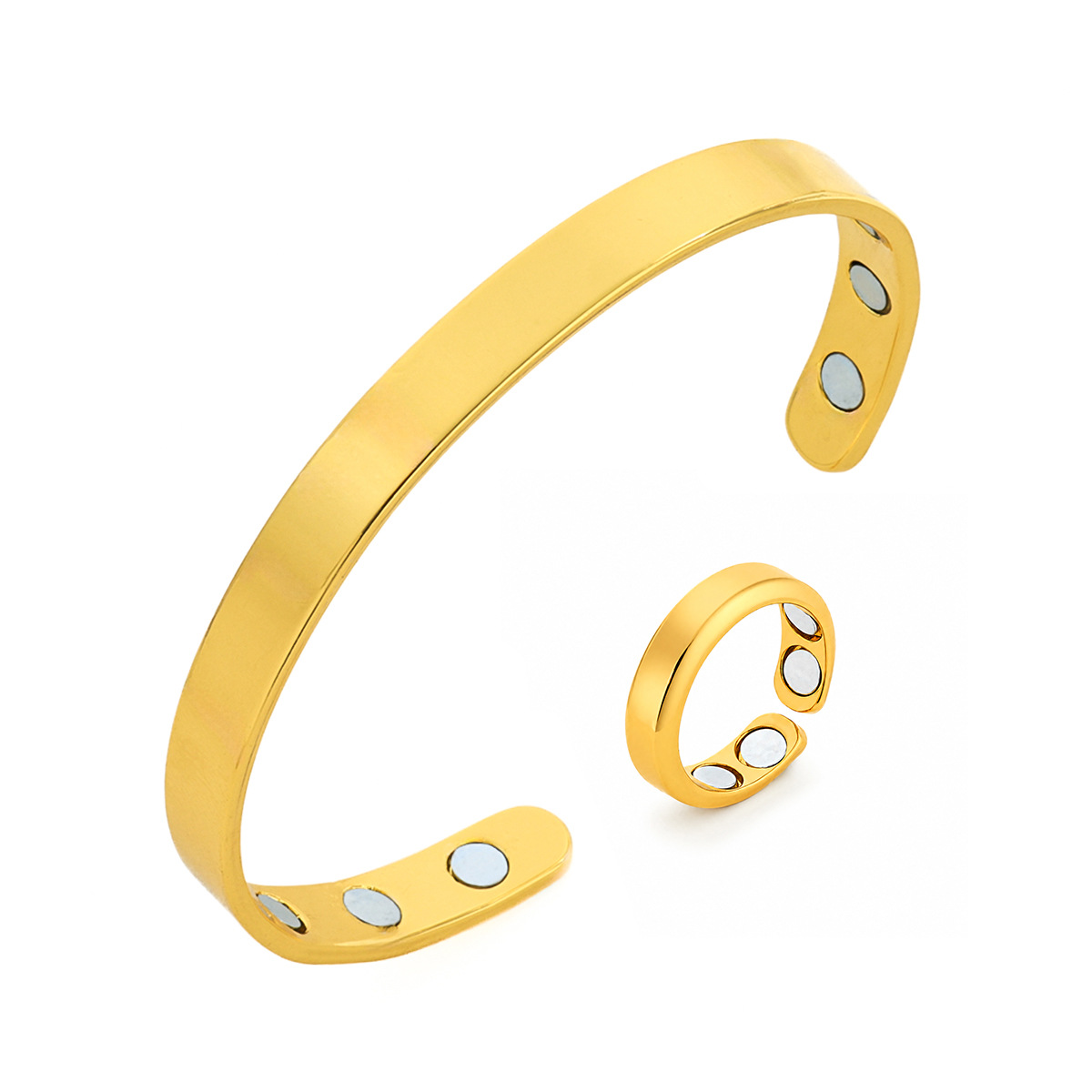 Conjunto magnético superventas transfronterizo, anillos y pulseras ajustables brillantes de moda europea y americana para parejas image 4
