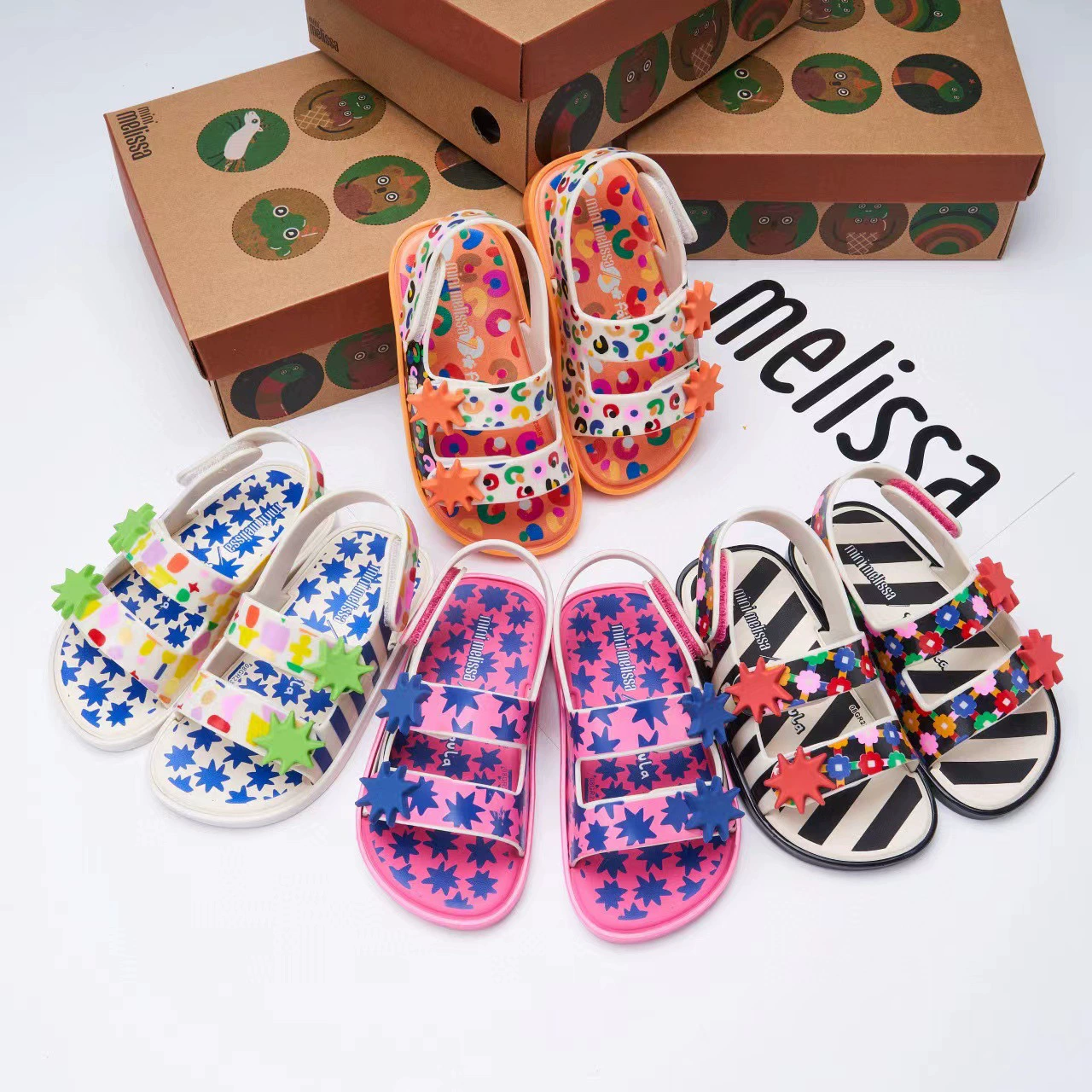 2024 Мелисса новая детская обувь melissa совместное название детская мягкая подошва липучка детская сандалия пляжная обувь