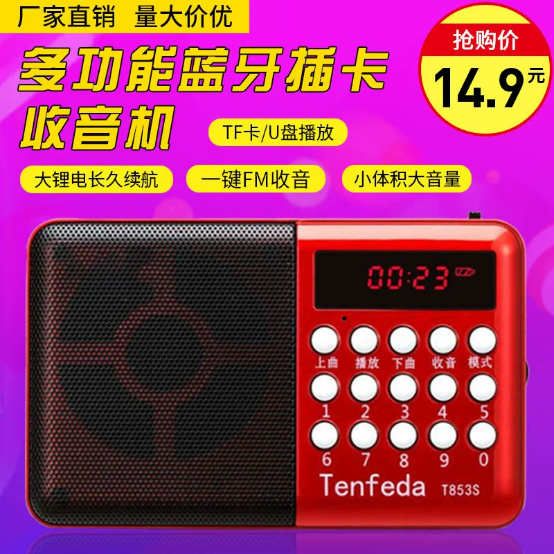 T853 мини портативный музыкальный плеер карта mp3 зарядка маленький динамик пожилой радио прослушивание развлекательная машина