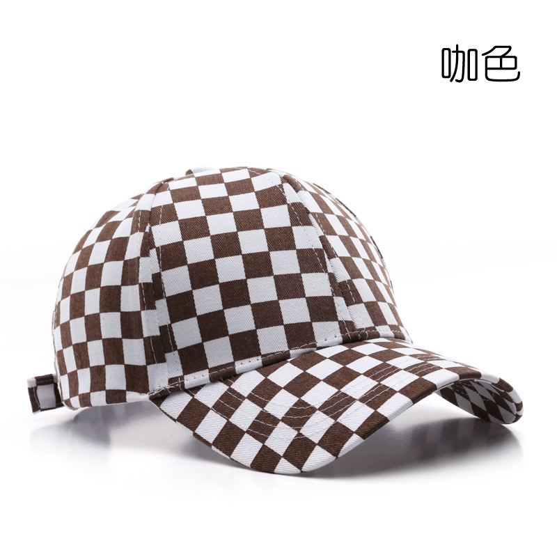 Nuevo sombrero a cuadros negro y blanco sombrero de béisbol de mujer moda coreana versátil sombrero de lengua casual sombrero de sombrero de verano para hombres