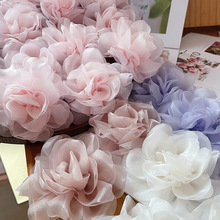 韩国新款甜美网纱花朵 diy手工卷花材料  帽子包包发夹爪夹可用