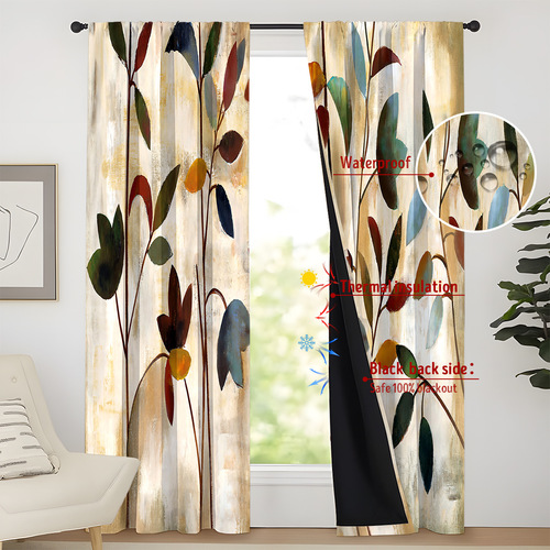 2024 New Product Full Blackout Film 3D Digital Printing Personalized Curtains Overseas Warehouse Dropshipping Cross-border Curtains